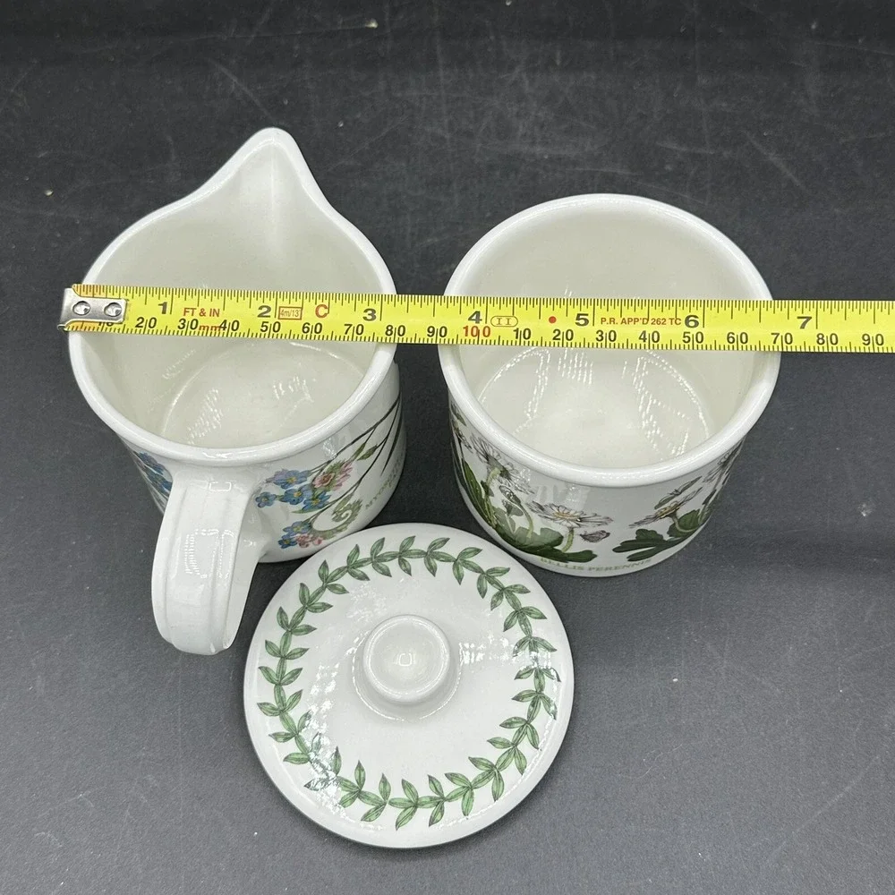 Portmeirion Botanic Garden Sugar Bowl Drum w/ Lid Cotton Creamer ForgetMeNot